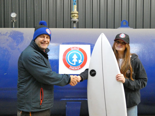 Two Sutherland-based businesses - GMG Energy and Melvich Bay Caravan Park – put financial muscle behind Olivia’s bid for surfing glory at Brazilian championships